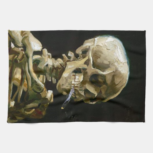 Gogh Head of a Skeleton with a Burning Cigarette Geschirrtuch (Horizontal)