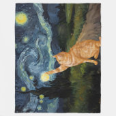 Gogh Kitty Starry Night Cat Fleecedecke (Vorderseite)