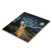 Gogh Kitty Starry Night Cat Fliese (Seite)