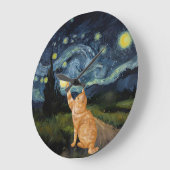 Gogh Kitty Starry Night Cat Große Wanduhr (Winkel)