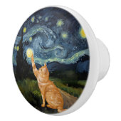 Gogh Kitty Starry Night Cat Keramikknauf (Rechts)