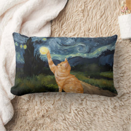 Gogh Kitty Starry Night Cat Lendenkissen