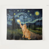 Gogh Kitty Starry Night Cat Wandteppich (Vorderseite (Horizontal))