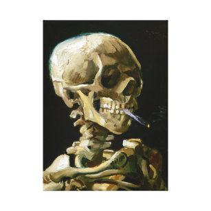 Gogh Kopf eines Skeletts mit einer brennenden Leinwanddruck
