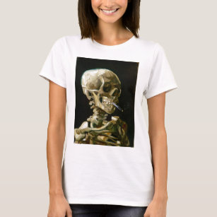 Gogh Kopf eines Skeletts mit einer brennenden T-Shirt