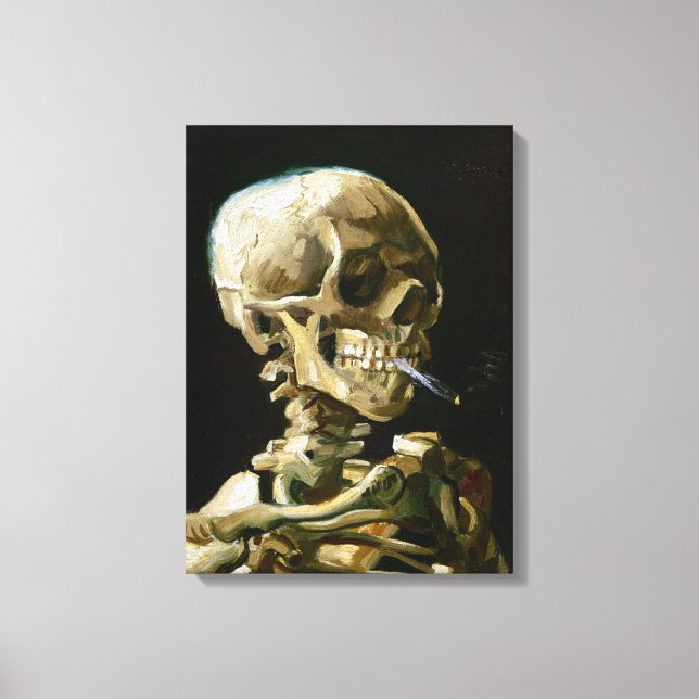 Gogh Leiter eines Skeletts mit brennender Zigarett Leinwanddruck (Front)