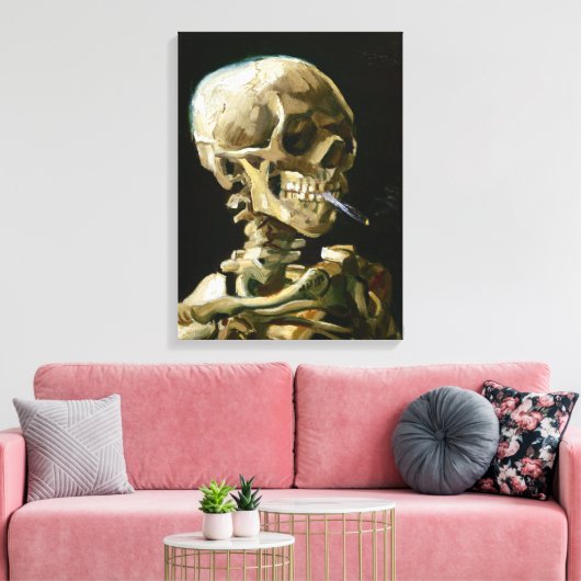Gogh Leiter eines Skeletts mit brennender Zigarett Leinwanddruck (Insitu (Wohnzimmer))