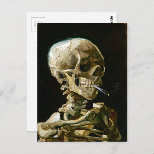 Gogh Leiter eines Skeletts mit brennender Zigarett Postkarte (Vorne/Hinten)