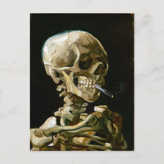 Gogh Leiter eines Skeletts mit brennender Zigarett Postkarte (Vorderseite)