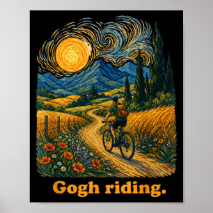 Gogh Reitet Lustige Radfahrende Nacht Himmel Künst Poster