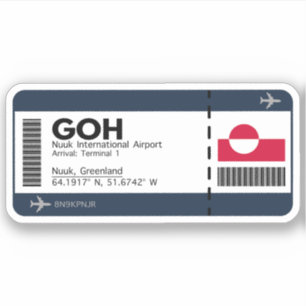 GOH Nuuk, Grönland Airport Boarding Pass Aufkleber