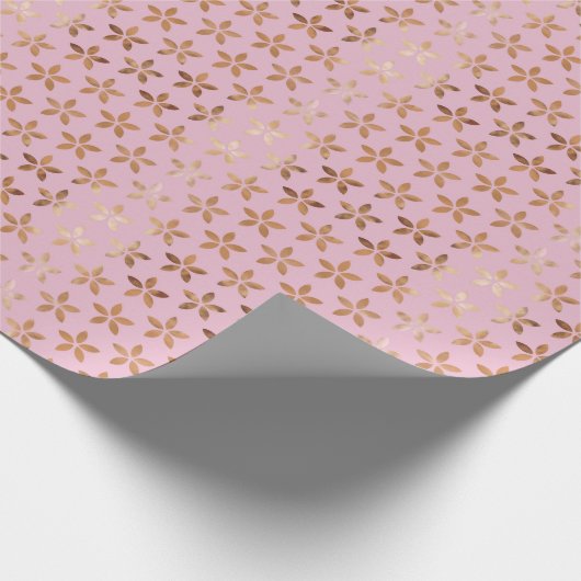 Goid Foil Daisies auf rosa Geschenkpapier (Ecke)