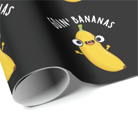 Goin Bananas Funny Fruit Pun Dark BG Geschenkpapier (Rolleneckpunkt)