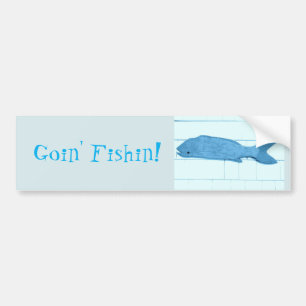 goin fishin blaues Fischlogo Autoaufkleber