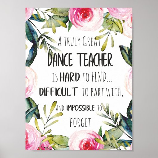 Going away gift for Dance teacher Thank you quote Poster (Vorne)