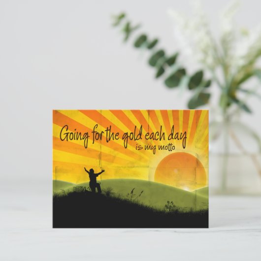 "Going for the gold" Motivation Affirmation Postkarte (Stehend Vorderseite)