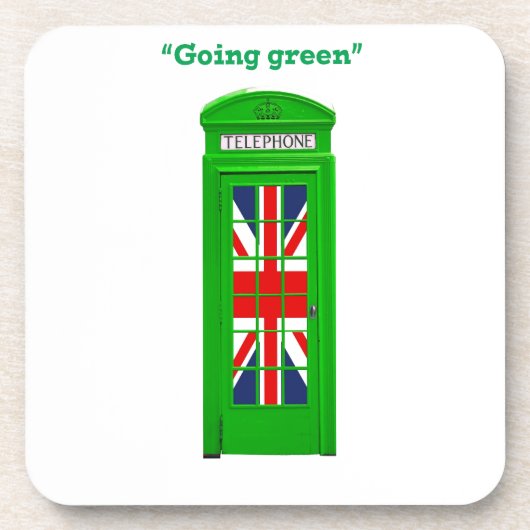 "Going Green" Londoner Telefonbox Getränkeuntersetzer (Vorderseite)