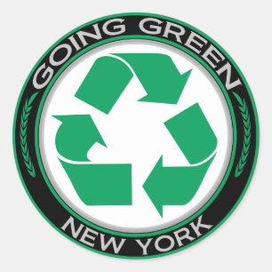 Going Green Recycle New York Runder Aufkleber