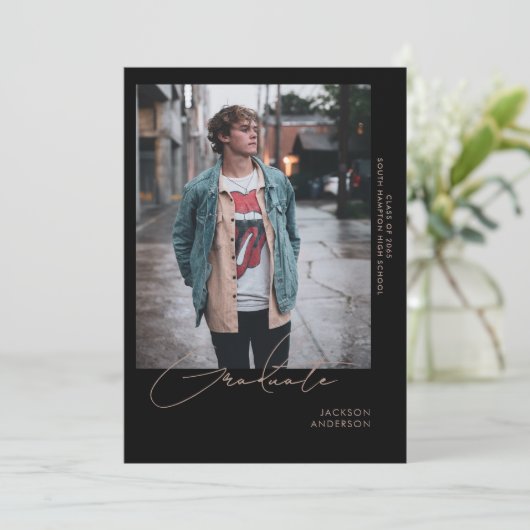 Going Solo Foto Black Abschluss Ankündigung (Stehend Vorderseite)