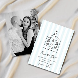 Going to the Chapel Colorful Stripe Photo Save The Date