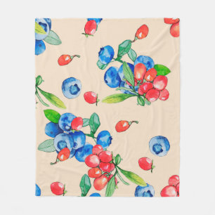Goji berry and Blueberry watercolor, Abbildung Fleecedecke
