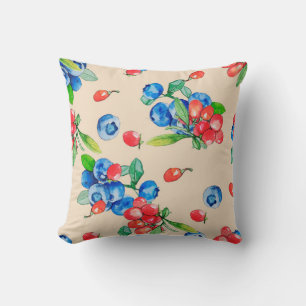 Goji berry and Blueberry watercolor, Abbildung Kissen