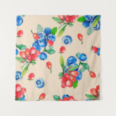 Goji berry and Blueberry watercolor, Abbildung Wandteppich (Vorderseite (Horizontal))