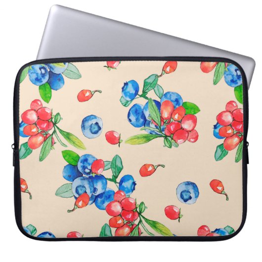 Goji berry and Blueberry watercolor illustration p Laptopschutzhülle (Vorderseite)