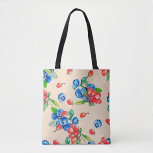 Goji berry and Blueberry watercolor illustration p Tasche