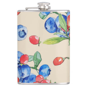 Goji, Heidelbeere: Aquarellbilder. Flachmann