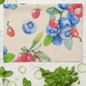 Goji, Heidelbeere: Aquarellbilder. Geschirrtuch (Gefaltet)