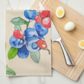 Goji, Heidelbeere: Aquarellbilder. Geschirrtuch (Viertel Falte)