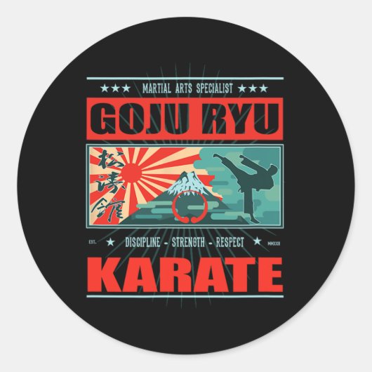 Goju Ryu Karate Kanji Runder Aufkleber (Vorderseite)