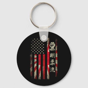 Goju Ryu Karate USA Amerikanisch Japanische Flagge Schlüsselanhänger