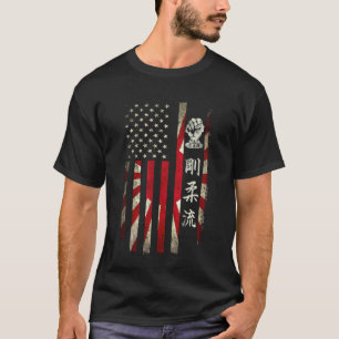 Goju Ryu Karate USA Amerikanische Japanische Flagg T-Shirt