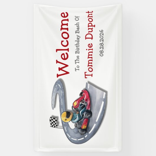 GoKart Birthday Bash Begrüßungszeichen Banner (Vertikal)