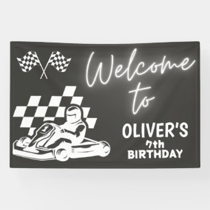 Gokartfahren, Rennwagen Jungen Geburtstag Banner