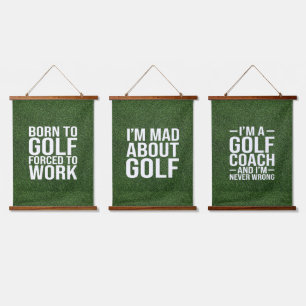 Gol Funny Quotes für Golfer Wandteppich Mit Holzrahmen
