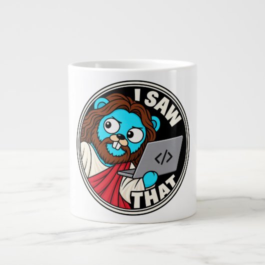 Golang Gopher Jesus Meme Jumbo-Tasse (Vorderseite)