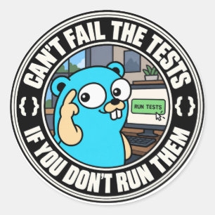 Golang Gopher Test Meme Runder Aufkleber
