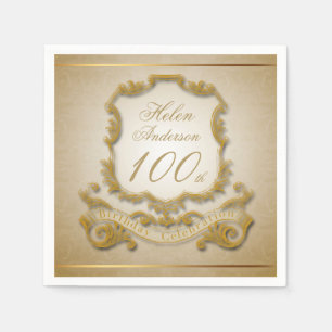 Gold100. Geburtstags-Feier-Papierservietten Serviette
