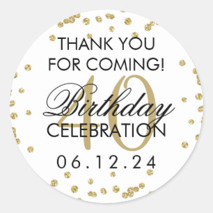 Gold40. Geburtstag danken Ihnen GlitzerConfetti Runder Aufkleber