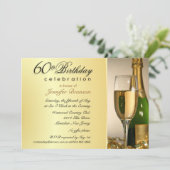 Gold60. Geburtstags-Party Einladungen mit (Stehend Vorderseite)