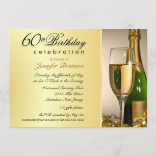 Gold60. Geburtstags-Party Einladungen mit