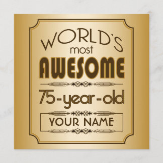 Gold75. Geburtstags-Feier-Welt gut fabelhaft Einladung