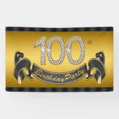 Gold 100. Geburtstagsparty Banner (Horizontal)