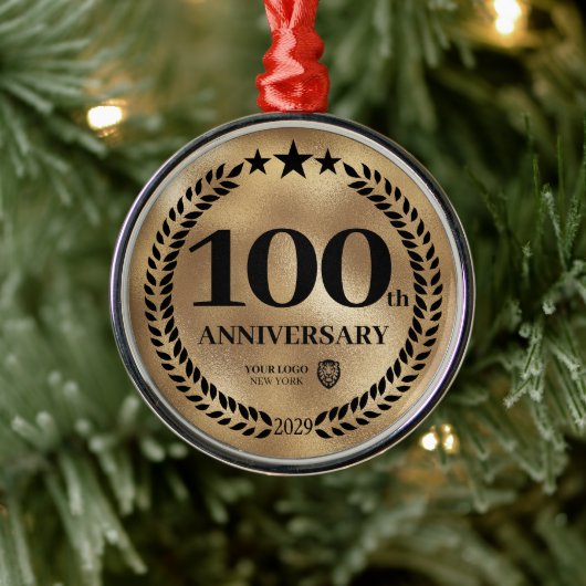 Gold 100 Jahre Firmenlogo Weihnachten Ornament Aus Metall (Baum)