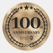Gold 100-jähriges Firmenlogo Runder Aufkleber (Vorderseite)