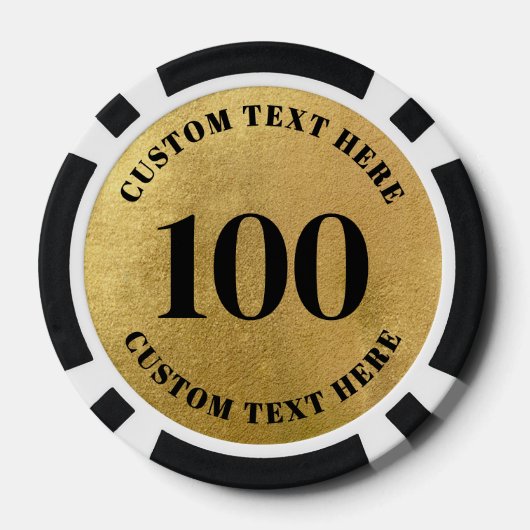 Gold 100 Nummeriert Pokerchips (Rückseite)