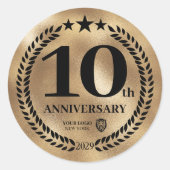 Gold 10-jähriger Firmenlogo-Sticker Runder Aufkleber (Vorderseite)